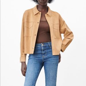 Zara Faux Suede Jacket Brown Taupe Size S